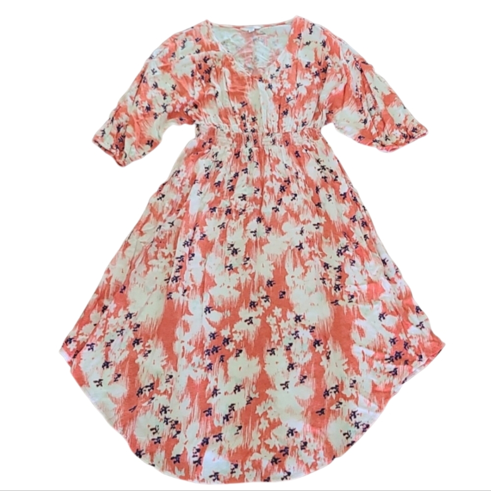 Women's Medium Floral Orange & White Dress